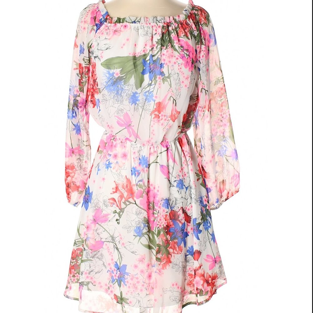 Floral Summer Dress - Size Small - Pink and White/ Multicolor